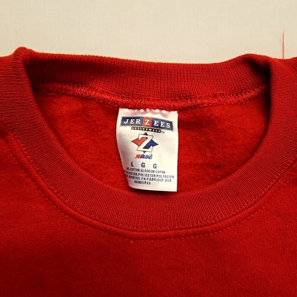 Vintage Minnesota Snowman Sweatshirt Jerzees Red Large Christmas Pullover 90s - Picture 4 of 8